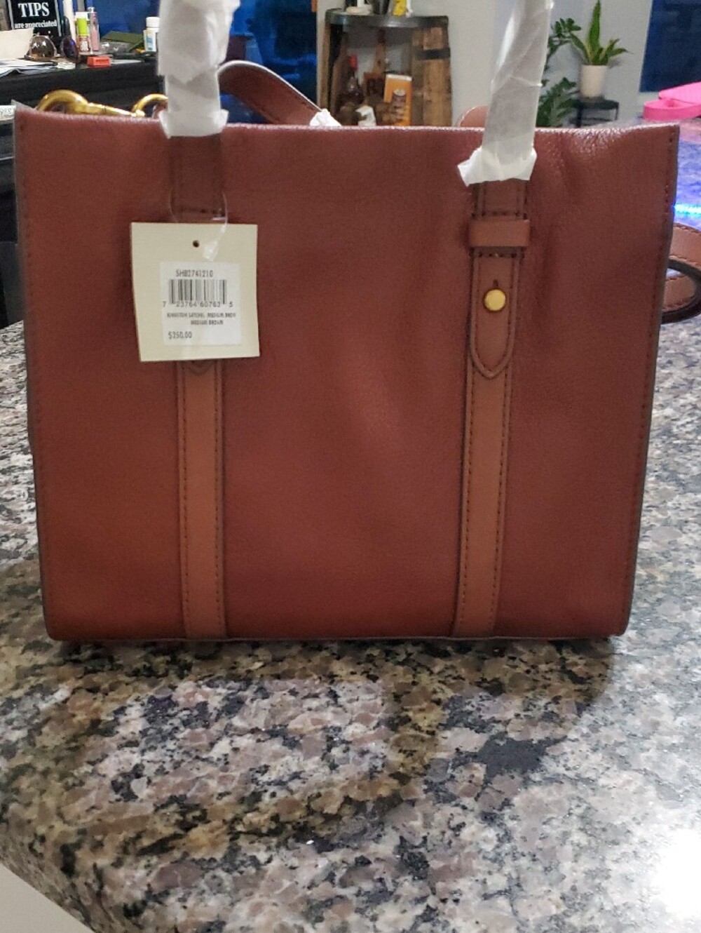 Fossil Brown Leather Satchel with Gold Hardware - Picture 8 of 10
